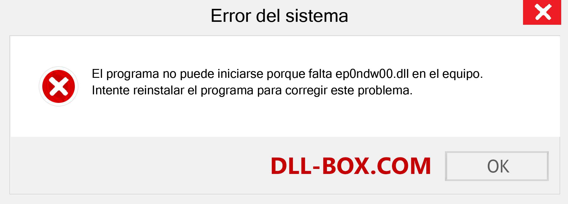 ¿Falta el archivo ep0ndw00.dll ?. Descargar para Windows 7, 8, 10 - Corregir ep0ndw00 dll Missing Error en Windows, fotos, imágenes